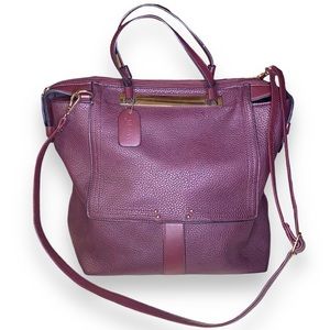 PRETTY Faux Pebble Grain Leather Maroon Crossbody Tote Satchel Purse